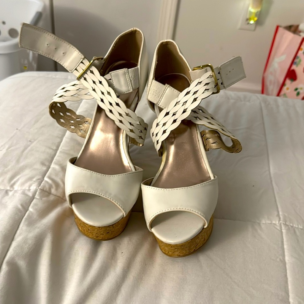 Charlotte Russe size 7 white wedges. Worn once!